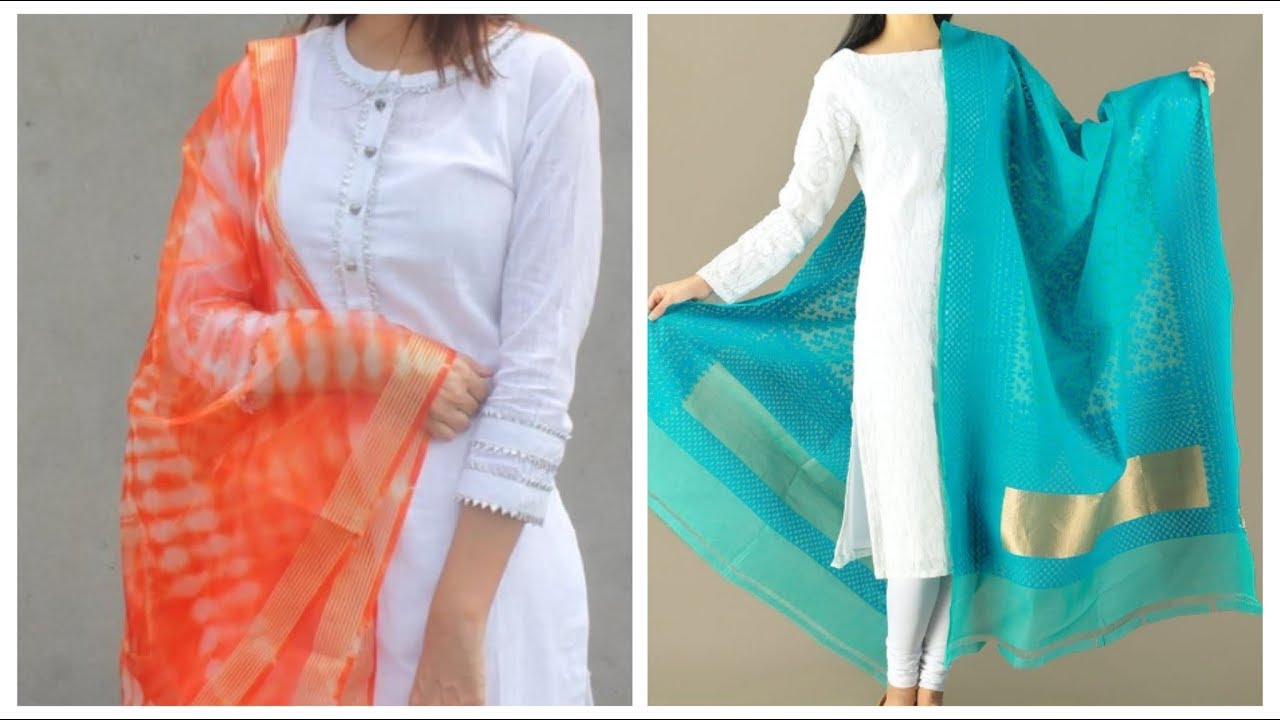 White kurti with contrast dupatta,white kurti styling,white kurti combination White kurti with contrast dupatta,white kurti styling,white kurti combination