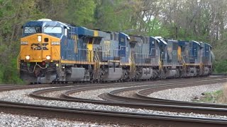 Video thumbnail of "Six-Locomotive-Powered CSX Freight Train"