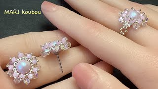 フェミニンなピアスとリングの作り方//How to make feminine earrings and ring