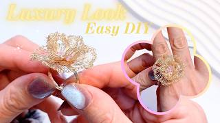 How to Crochet a Luxury Gold Lace Flower Ring 💍 | DIY Wire Jewelry Making Tutorial