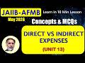 DIRECT VS INDIRECT EXPENSES JAIIB-AFMB MAY-26 Get 2 Marks in 10 Min: Exam Points with MCQs #S161