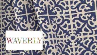 Video of Waverly Sun N Shade Parterre Indigo Fabric #673660