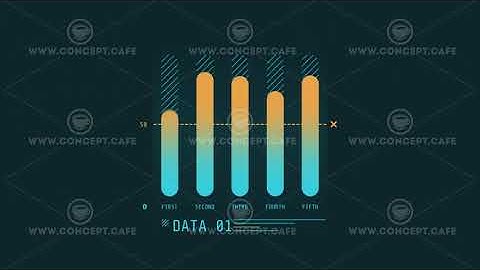 Animated HUD infographic element five columns bar chart.