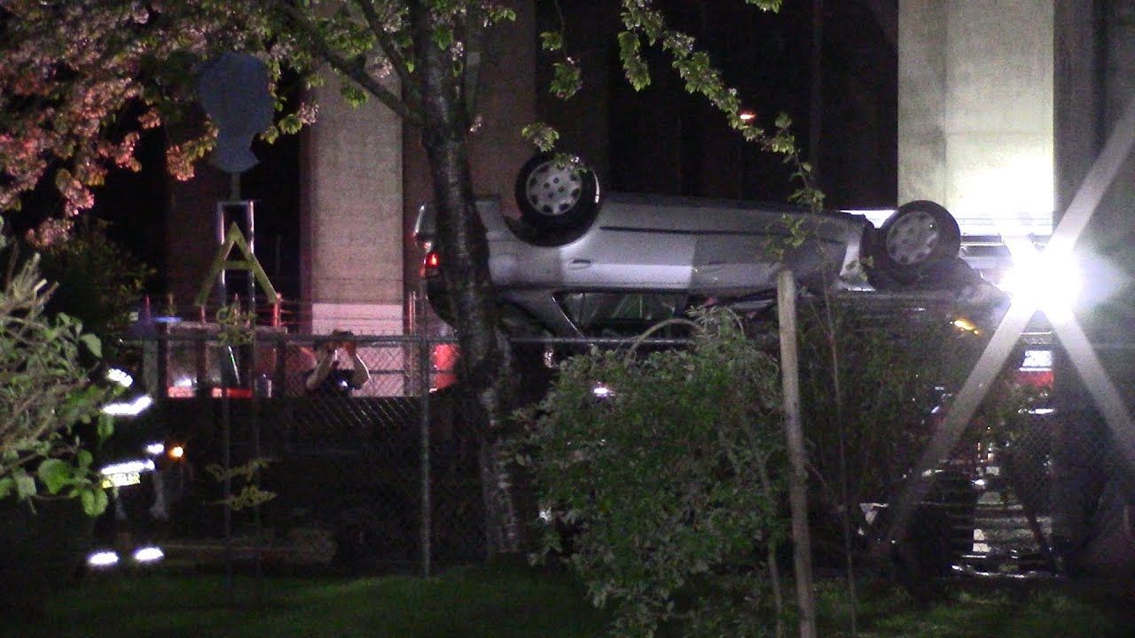 Aberdeen Fire Dept. - Car Went Off Bridge and Landed Upside Down ...