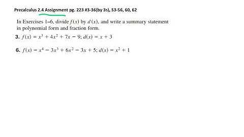 PreCalculus 2.4 Assignment Solutions Part 1