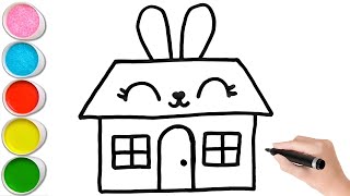Çocuklar İçin Sevimli Ev Resmi Çizimi Ve Boyama Videosu, Sevimli Resim Çizimleri Ev Resmi Çizimi