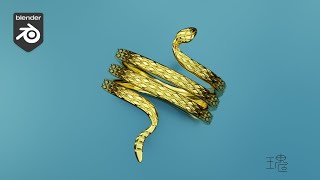Blender 3D Jewelry Design Tutorial 177 Time-lapse：Snake Ring (2) #Blender 3.3