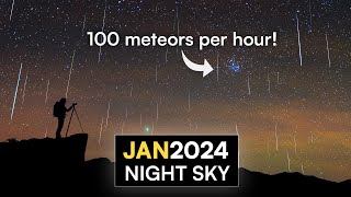 What's in the Night Sky January 2024 🌌 Quadrantid Meteor Shower | Mercury-Mars Conjunction