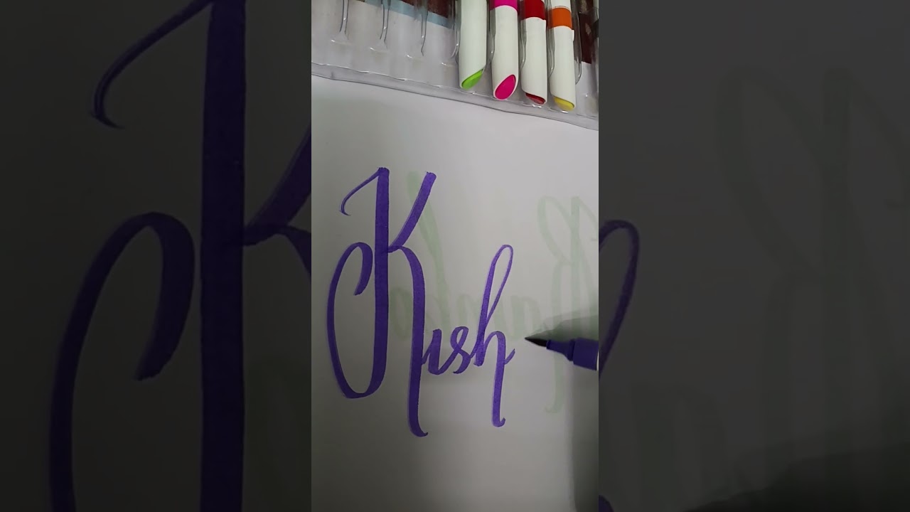 #шорты Как написать имя каллиграфическим почерком с помощью кисти