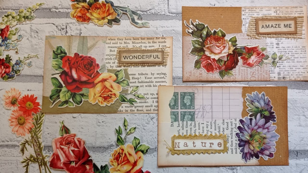 Collaged Index Cards for Junk Journals - 