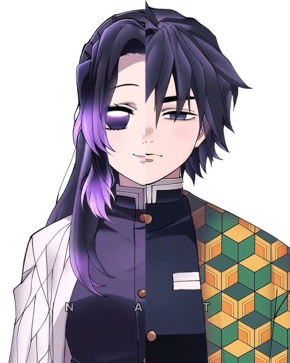 short hair giyu & Shinobu hair down  #demonslayer #giyuushino #myart #trend