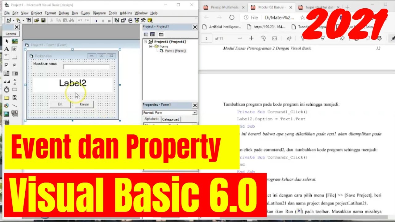 Belajar Visual Basic 6 Part 1 (Event dan Property) PEMULA 2021 ⁉ - YouTube