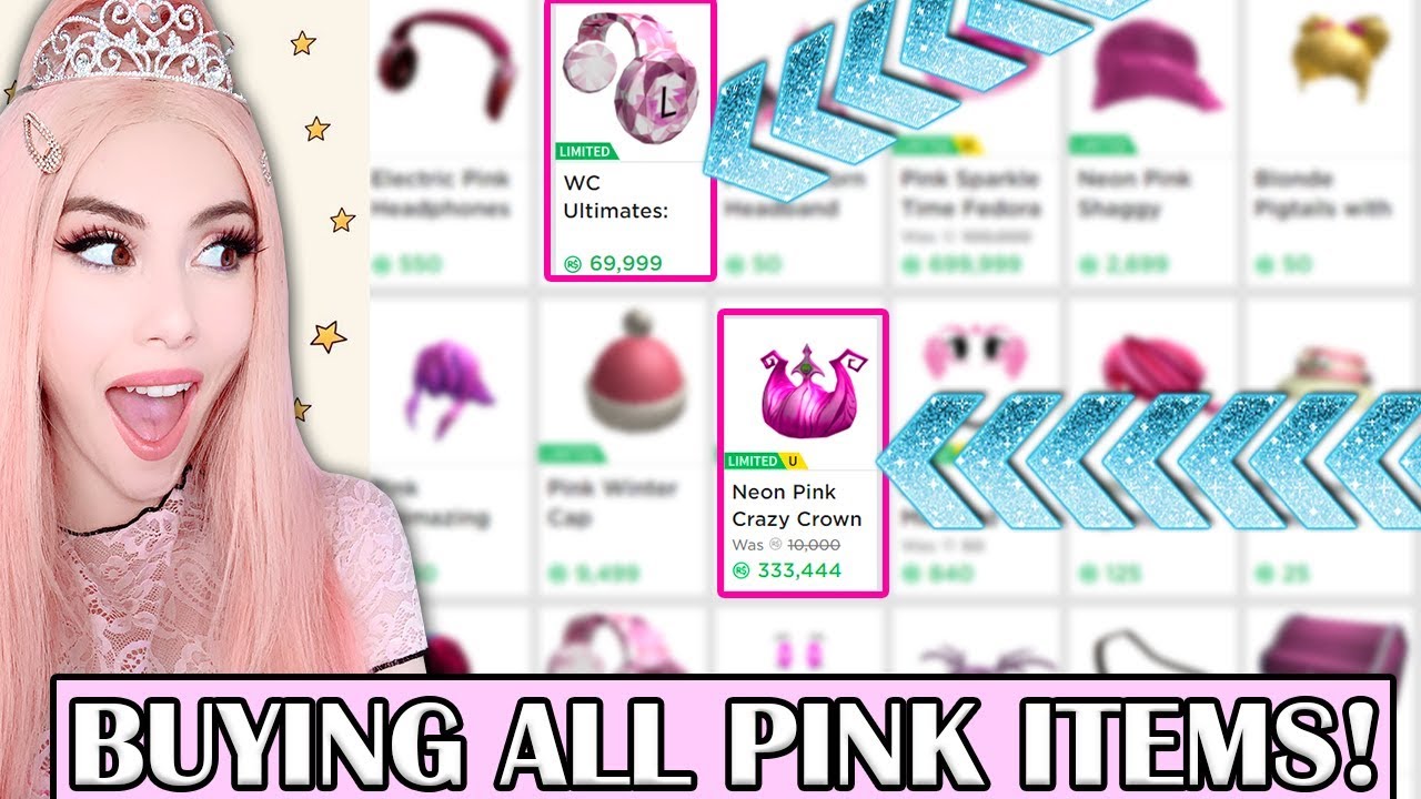 Buying Every Pink Item In Roblox Challenge Huge Robux Spending Spree Youtube - pink leah ashe roblox