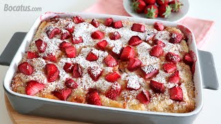 Un postre con Fresas sencillo y delicioso: Pudin de Pan y Fresas