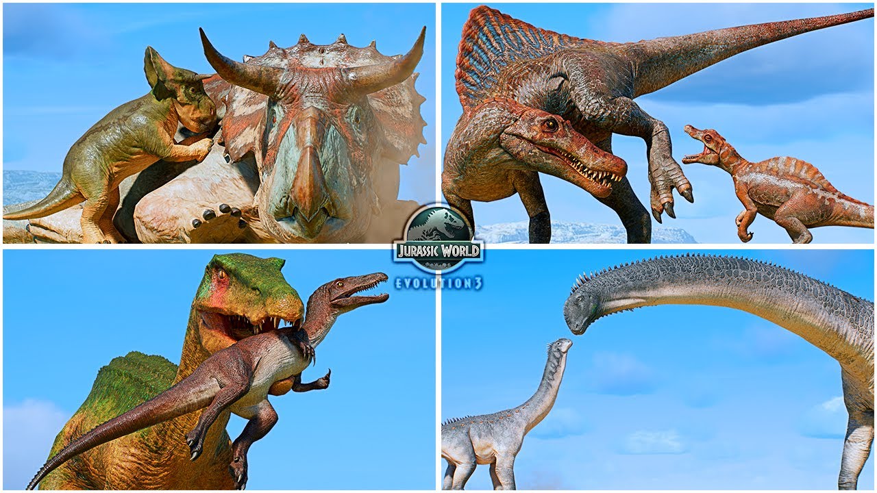 All Juvenile & Big Dinosaurs Interactions - Jurassic World Evolution 3