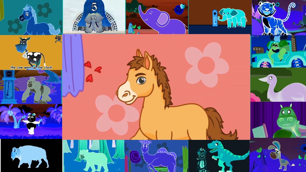 HICKORY DICKORY DOCK⚡16 ANIMALS CRASHERS IN FILM & 3D FLIP EFFECTS😱😍♥️🎨💥