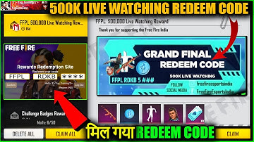 HOW TO GET 500K LIVE WATCHING REWARD IN FREE FIRE FFPL REDEEM CODE FREE FIRE LIVE WATCHING REWARD