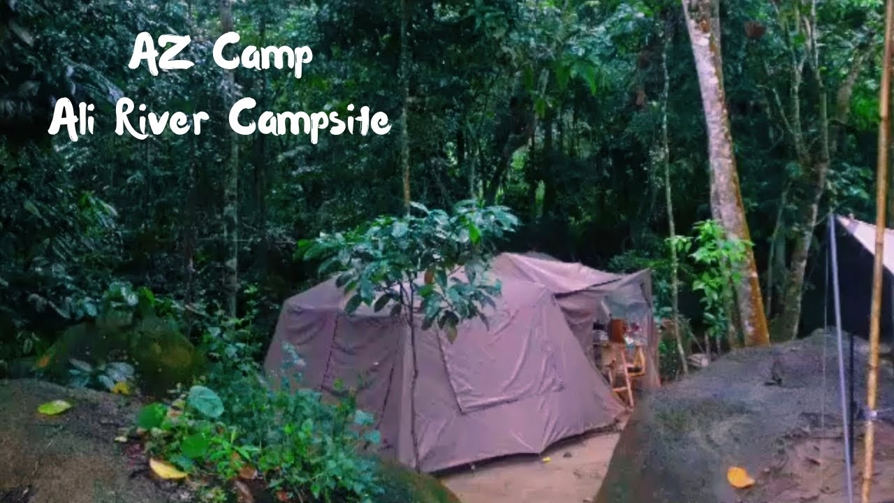 Ali River campsite | dikelilingi pokok dan sungai yang cantik | camping malaysia | semiwild campsite