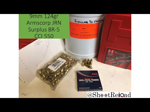 9mm 124gr Armscorp JRN using BR-5 Surplus Powder