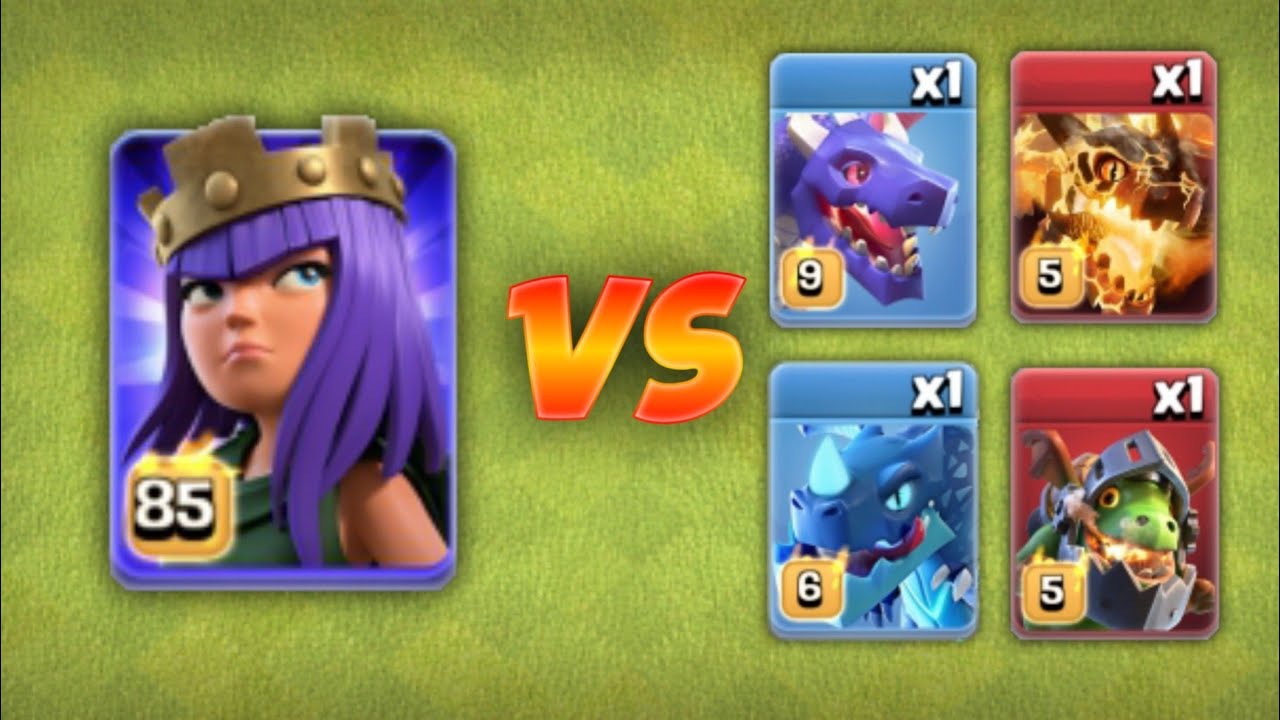 Archer Queen Vs All Max Dragons - Clash of Clans