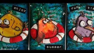 Mixed Media ATC tutorial: Summer crazy birds