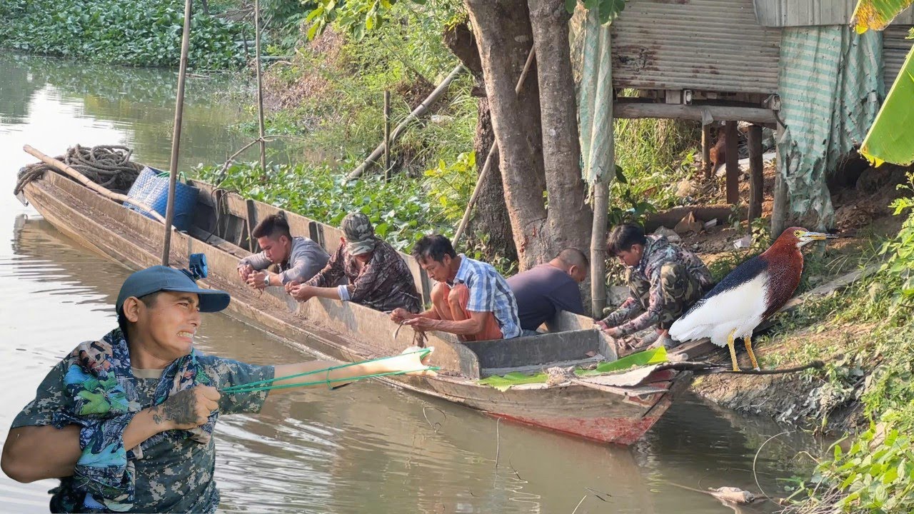 Dùng ná kiếm mòi ra đồng nấu nướng lai gai vài xị rượu đế cùng team | Đảm Nguyễn