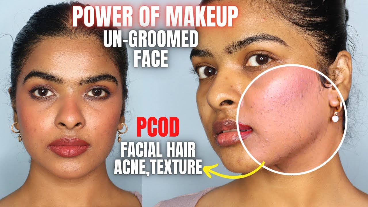 *Real* POWER of MAKEUP on UN-GROOMED SKIN (with facial hair, acne marks ...