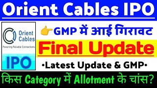 Orient Cables IPO Final Update | Orient Cables IPO GMP status ? | Orient IPO Latest news