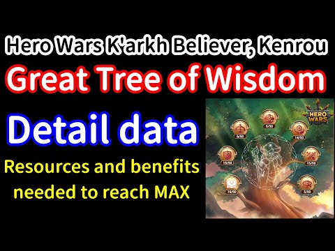Great Tree of Wisdom. Detail data. Resources needed to reach MAX | Hero Wars