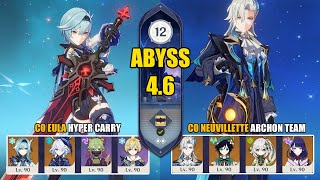 C0 Eula Furina Hyper Carry & C0 Neuvillette Archon Team | Spiral Abyss 4.6 | Genshin Impact 【原神】