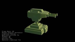 Workbench Render Test | Low Poly Gun Turret Models | Blender 2.8
