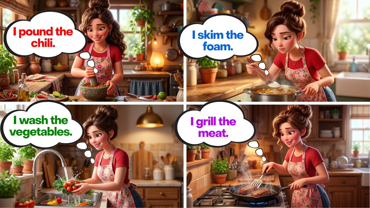 Cute Girl’s Cooking English – 50 Simple Sentences You Use Every Day! 😍 #learnenglish #english