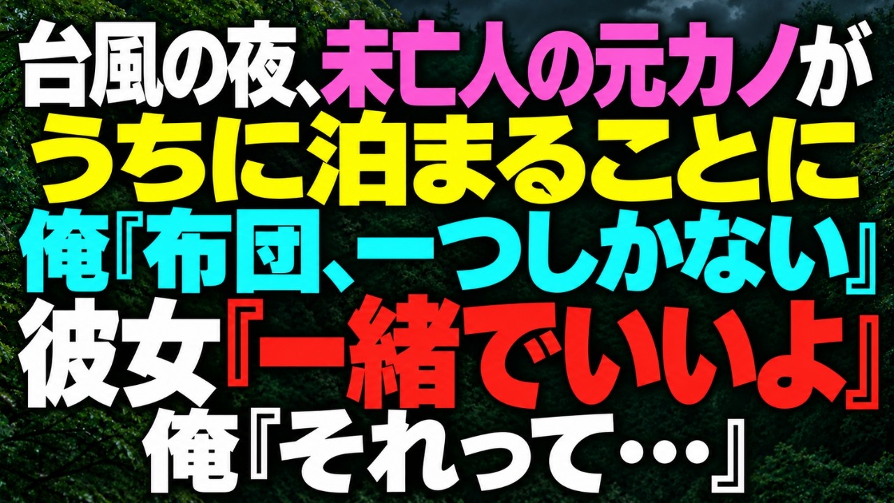 【感動する話】台風の夜、帰れなくなった未亡人の元カノを泊めた俺。「布団は一つしかない」彼女「一緒でいいよ」→翌朝、手紙だけ残して消えた彼女を追い駅へ走ると【いい話】【朗読】