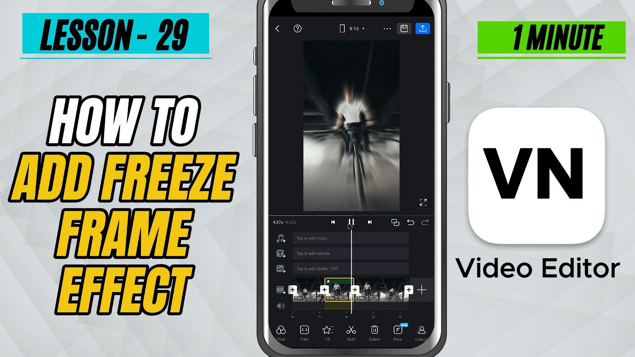 How to Add Freeze Frame Effect in VN Video Editor Mobile - Lesson 29 VN Video Editor Tutorial