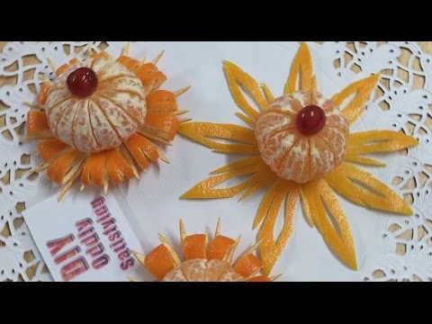 How To Create Beautiful Orange Mandarin Clementine Flowers - Fruit Carving Video For Beginners