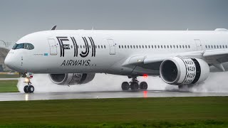 (4K) HEAVY Rain Landings at Vancouver Airport YVR | 747, A339, 777, A350, 787