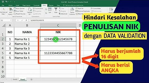 Cara menghindari kesalahan dalam penulisan NIK di Ms. Excel | Data Validation
