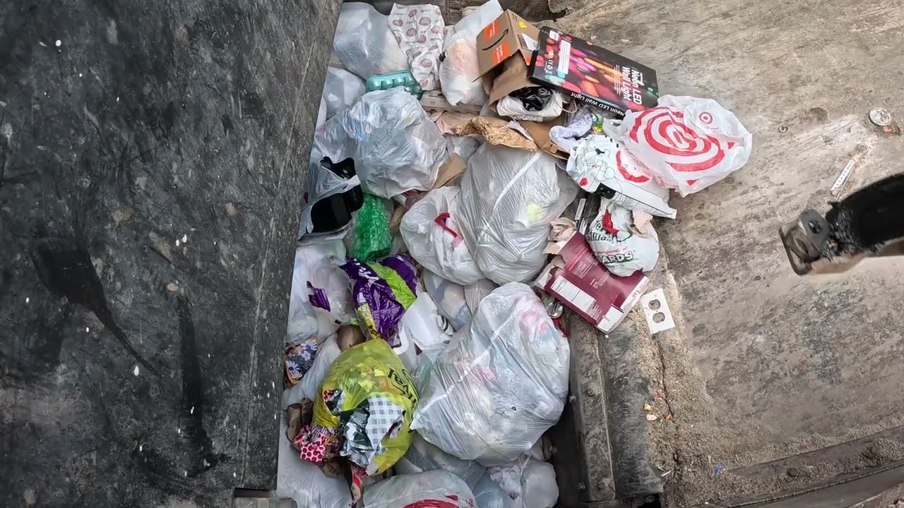 Garbage truck hopper POV: Christmas Eve trash part 3 McNeilus ZR