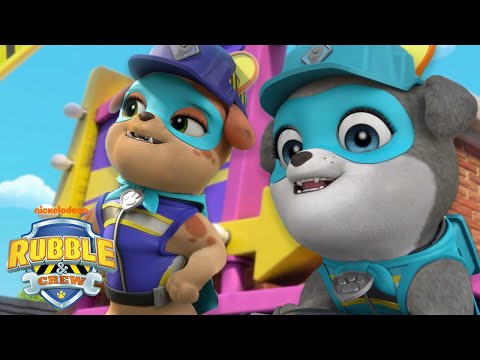 Super Motor & Mix Build a Movie Theater! w/ Rubble, Charger & Wheeler | Rubble & Crew