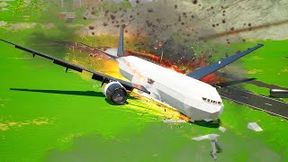 EMERGENCY LANDING WITHOUT LANDING GEAR AND EXPLOSION OF THE WING - Airplane Crash in BRICK RIGS