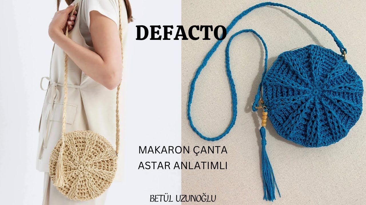 ÜNLÜ MARKA DEFACTO MAKARON ÇANTA ÖRÜYORUZ 🤎 KAĞIT İPTEN HASIR ÇANTA