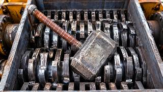 Giant Industrial Shredder vs Hardest Hammer | Extreme Metal Shredding Machin
