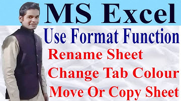 MS Excel-Change Tab Colour,rename & Move or copy Sheet  In MS  Excel Hindi (Accounts Information)