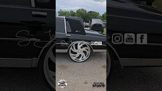 Black beauty here box Chevy on brushed wheels #stuntfestblockparty #sjohnsonphotos #MRHD