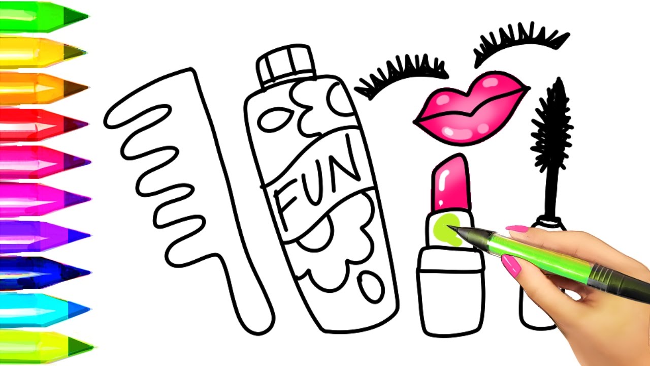 Beauty Makeup Coloring Pages for girls | Learn Coloring for Kids with ...