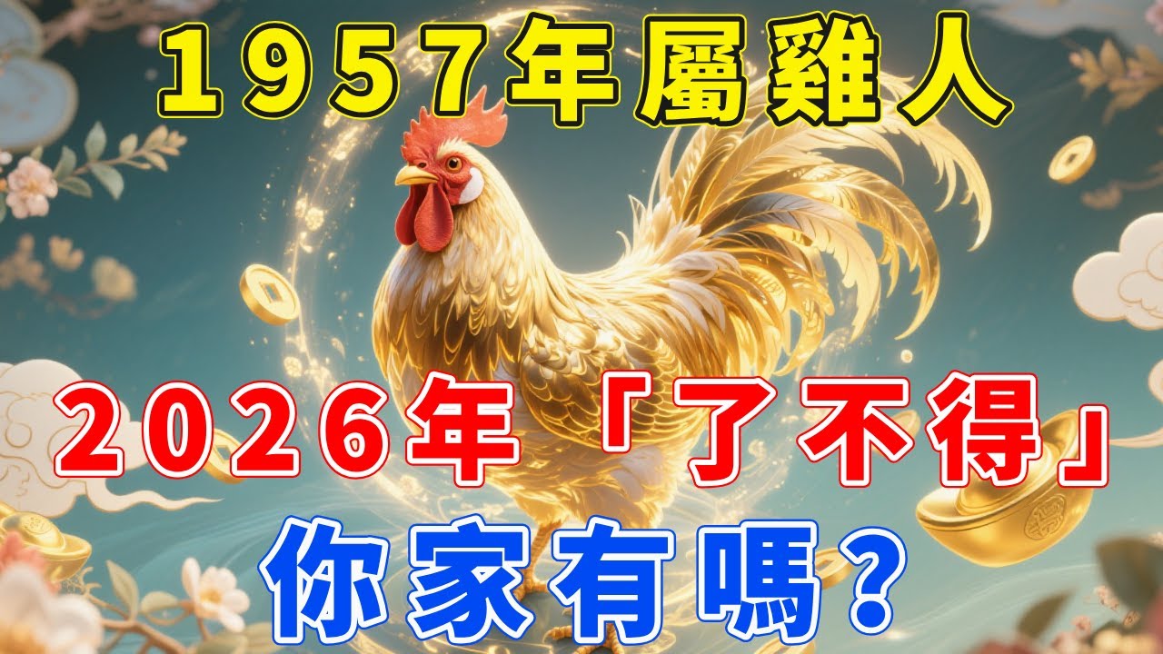 1957年屬雞人，丁酉年出生，2026年「了不得」！你家有嗎？【福慧生肖】#生肖 #運勢 #風水 #財運 #命理