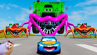 Lightning McQueen vs Spider Monster Chase! Epic Escape from Monster Mayhem in BeamNG.Drive!