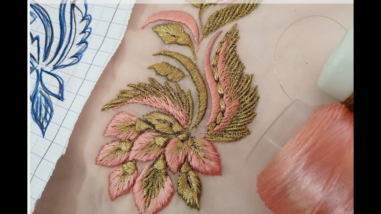 ركزي وردي لبال معيا /غرزة الخطفة/ البريد /ورقات تدوار المرمة طرز مريم الرميلي💪💪💪