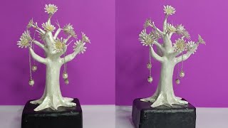 صنع شجرة مصغرة للديكور | Amazing craft idea to make a decorative tree | easy recycling idea