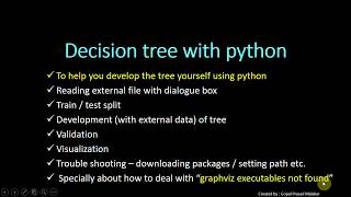 Decision Tree Development Validation Visualization n Trouble shooting with Python